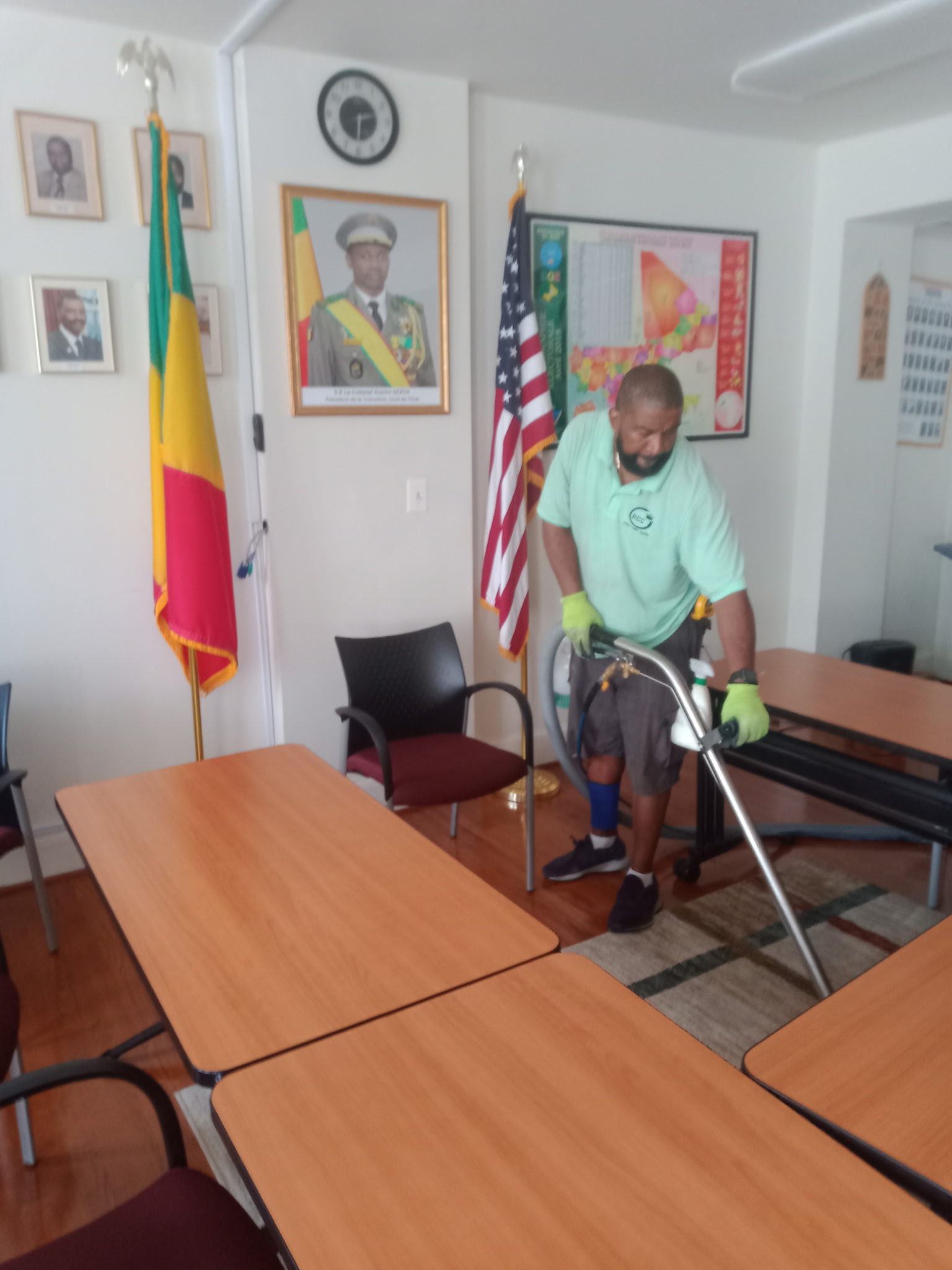 Malcolm of Royalty Cleaning caring for office furniture